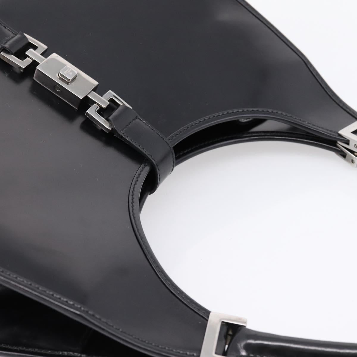 GUCCI Jackie Hand Bag Leather Black Silver 002 1067 Auth gh2346