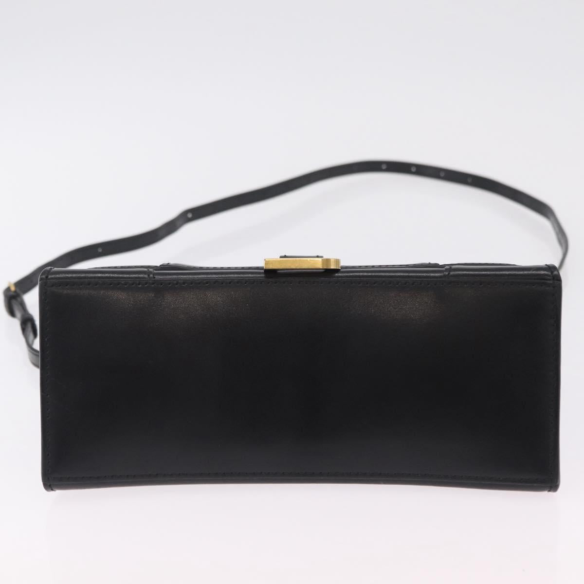 BALENCIAGA Hour Glass Small Hand Bag Leather 2way Black Gold 693546 Auth gh2347V