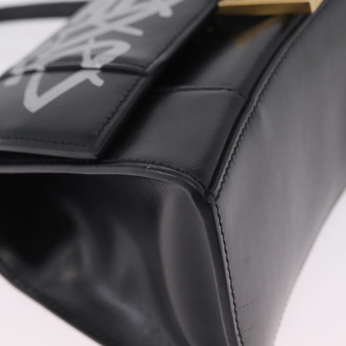 BALENCIAGA Hour Glass Small Hand Bag Leather 2way Black Gold 693546 Auth gh2347V