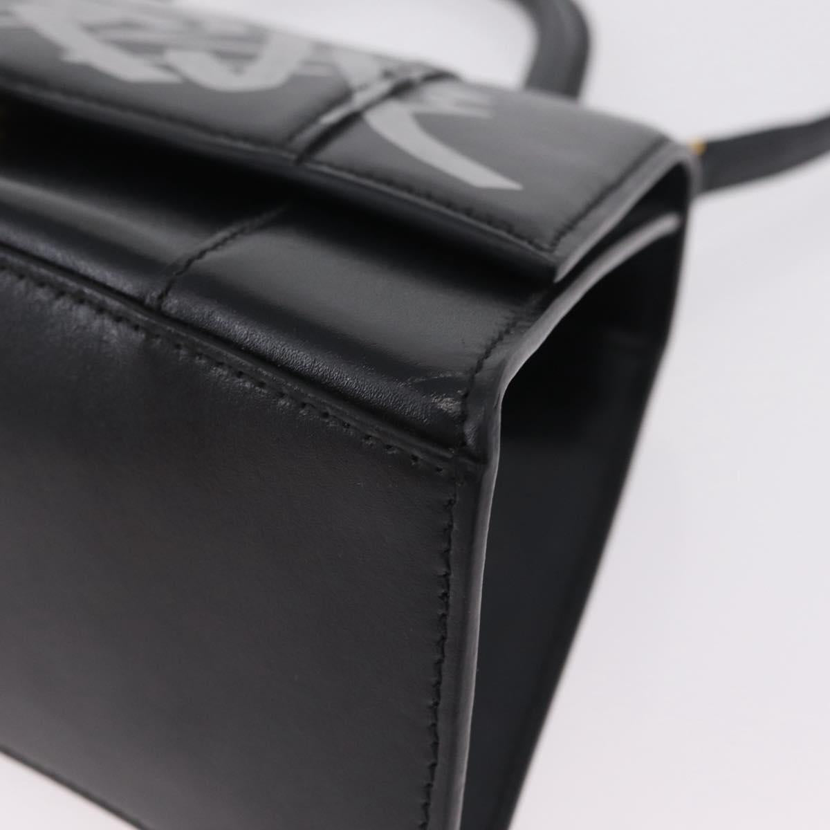 BALENCIAGA Hour Glass Small Hand Bag Leather 2way Black Gold 693546 Auth gh2347V