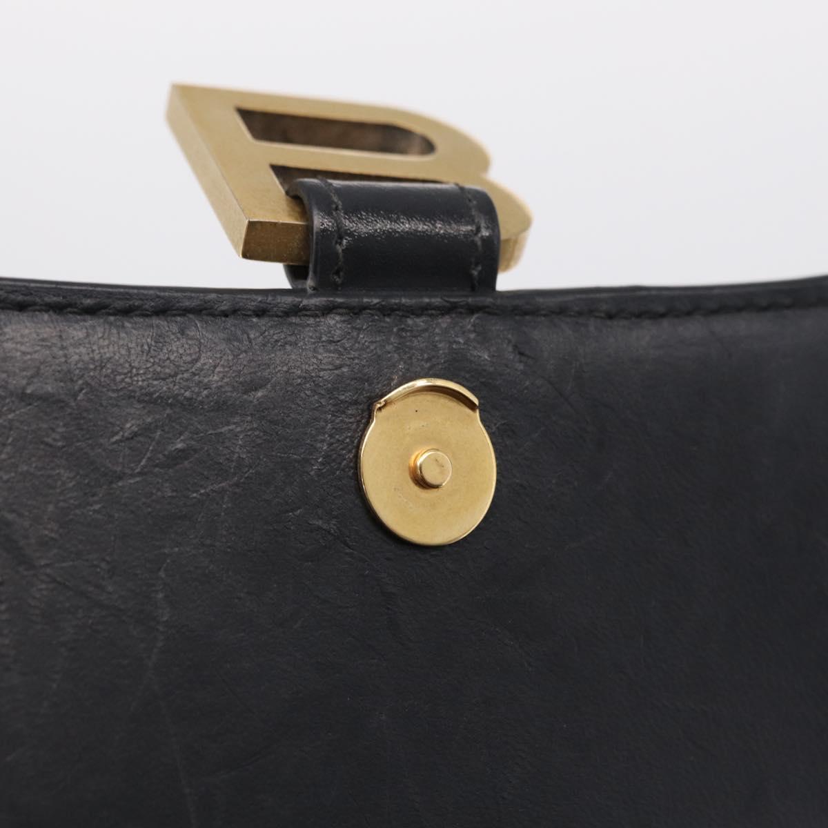 BALENCIAGA Hour Glass Small Hand Bag Leather 2way Black Gold 693546 Auth gh2347V
