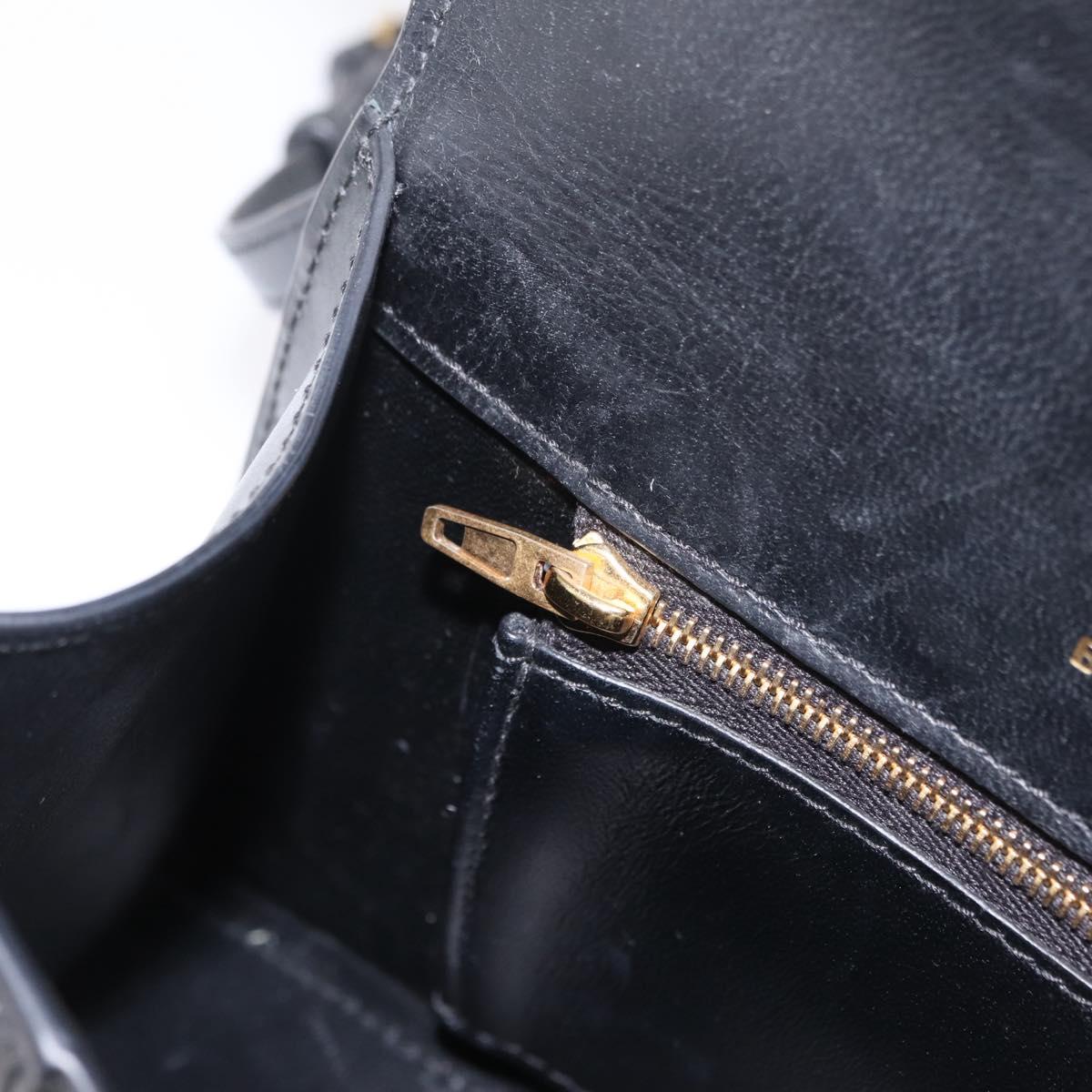 BALENCIAGA Hour Glass Small Hand Bag Leather 2way Black Gold 693546 Auth gh2347V