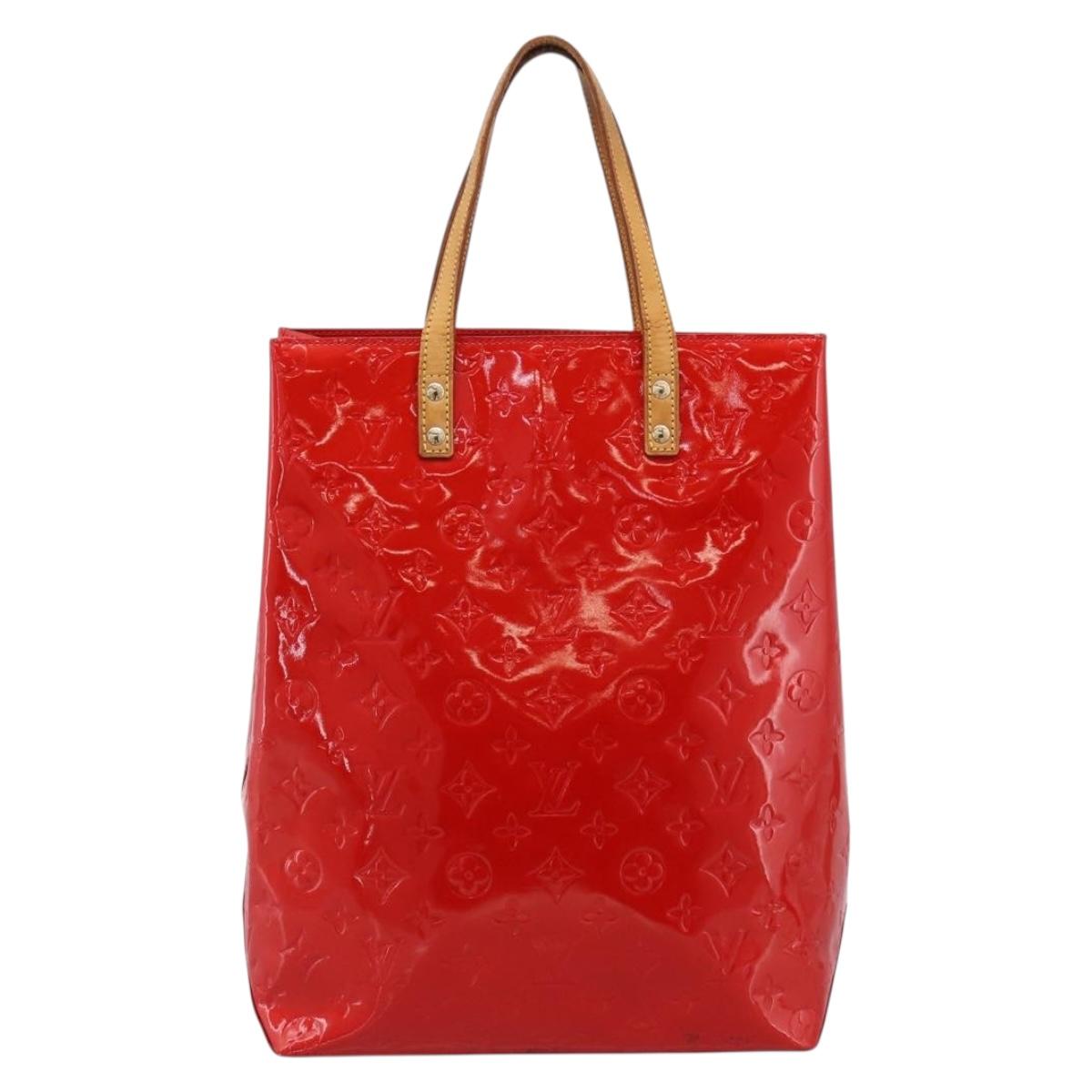 LOUIS VUITTON Monogram Vernis Reade MM Hand Bag Red M91086 LV Auth gh2348