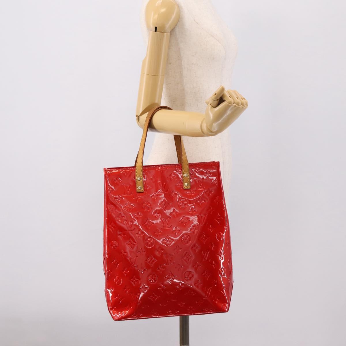 LOUIS VUITTON Monogram Vernis Reade MM Hand Bag Red M91086 LV Auth gh2348