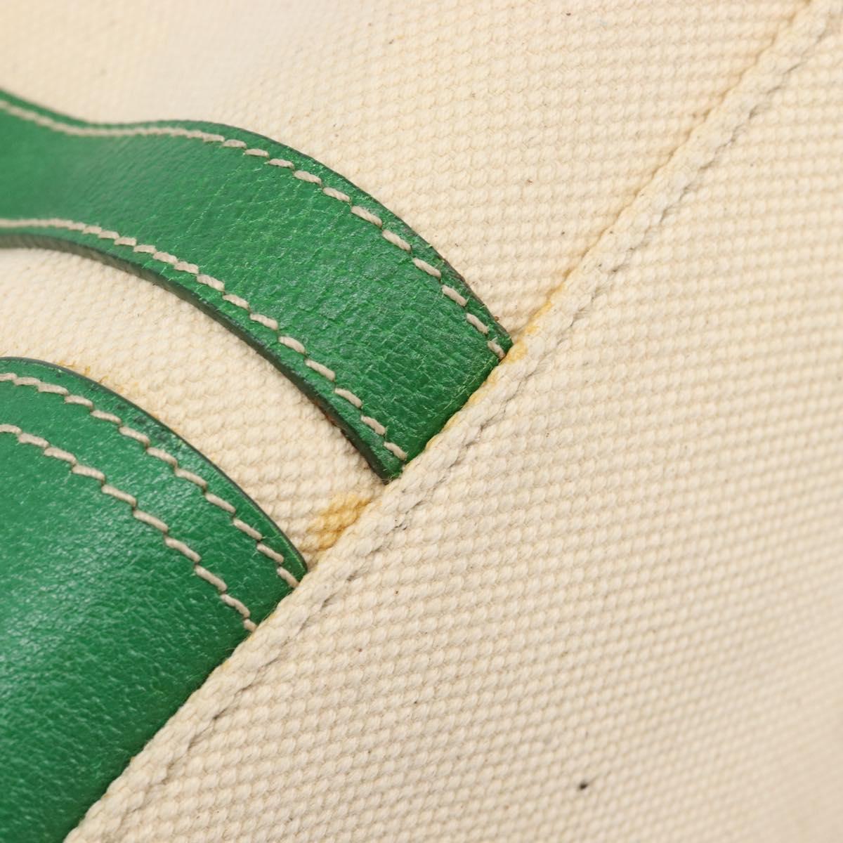 PRADA Tote Bag Canvas Beige Green Auth gh2350