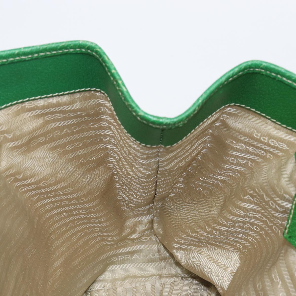 PRADA Tote Bag Canvas Beige Green Auth gh2350
