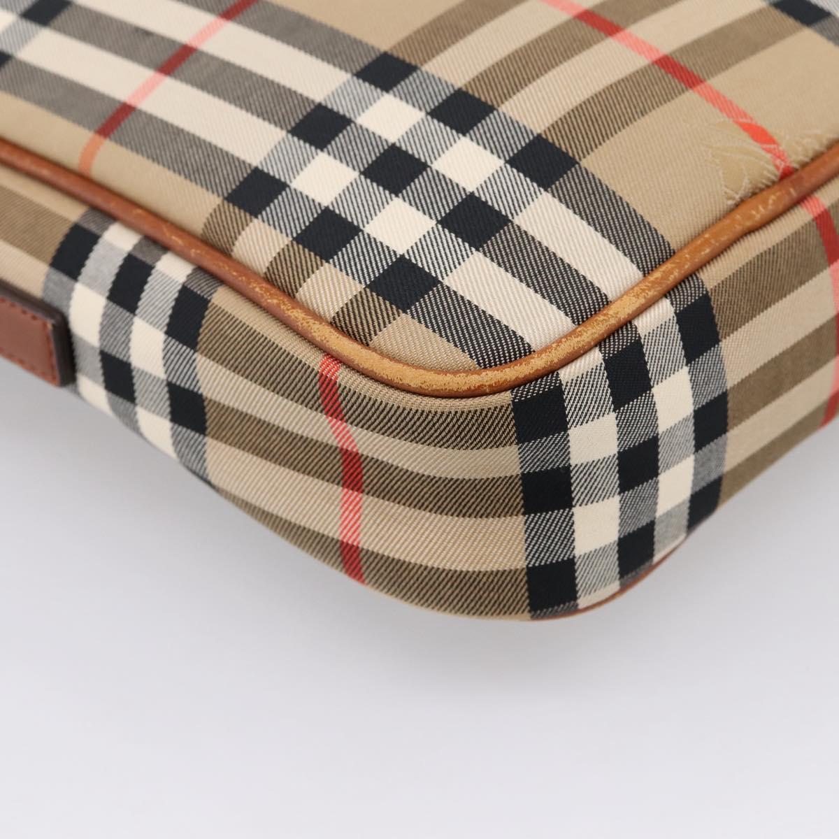 BURBERRY Nova Check Shoulder Bag Canvas Beige Gold Tone Auth gh2353
