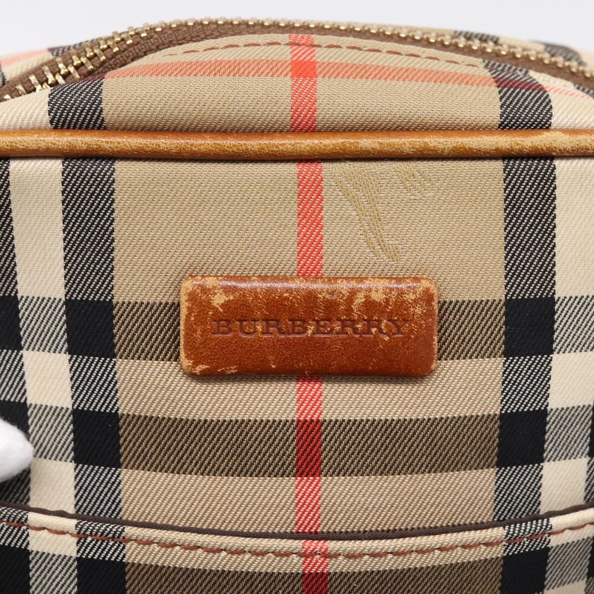 BURBERRY Nova Check Shoulder Bag Canvas Beige Gold Tone Auth gh2353