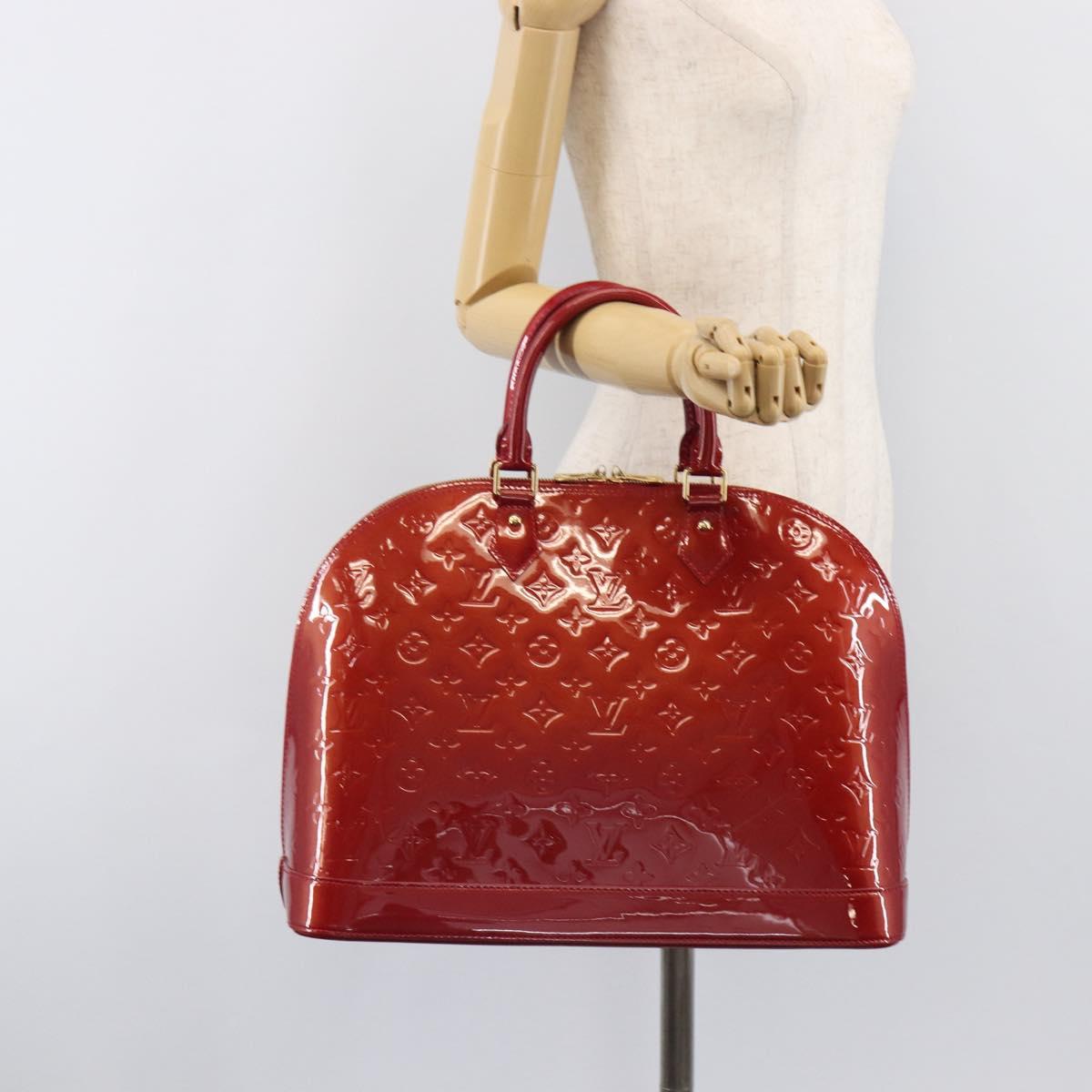 LOUIS VUITTON Monogram Vernis Alma GM Bag Rouge Grunadine M91692 LV Auth gh2354V
