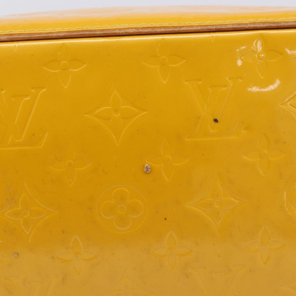 LOUIS VUITTON Monogram Vernis Houston Hand Bag Jaune M91121 LV Auth gh2355