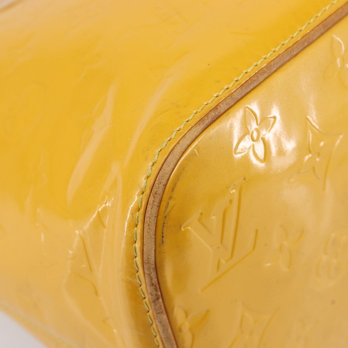 LOUIS VUITTON Monogram Vernis Houston Hand Bag Jaune M91121 LV Auth gh2355