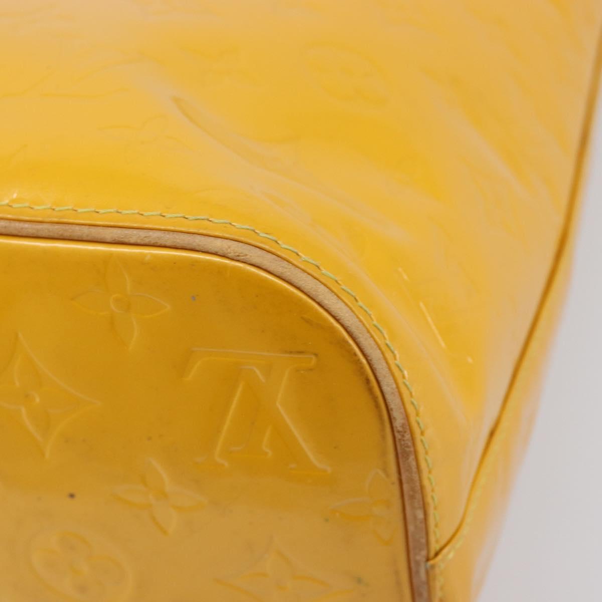 LOUIS VUITTON Monogram Vernis Houston Hand Bag Jaune M91121 LV Auth gh2355