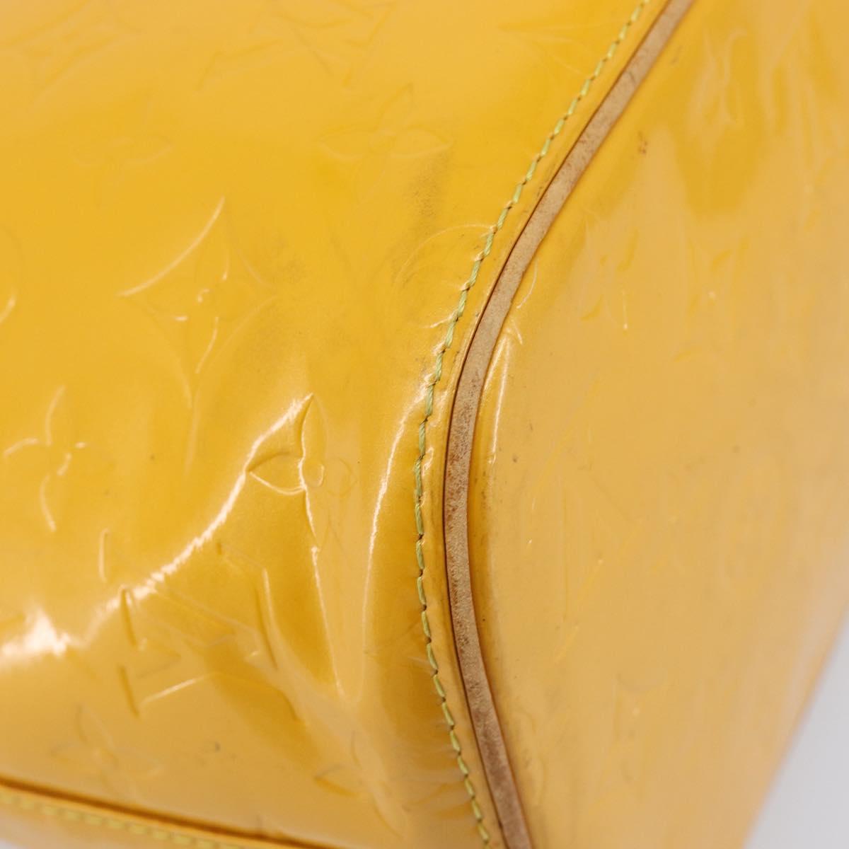LOUIS VUITTON Monogram Vernis Houston Hand Bag Jaune M91121 LV Auth gh2355