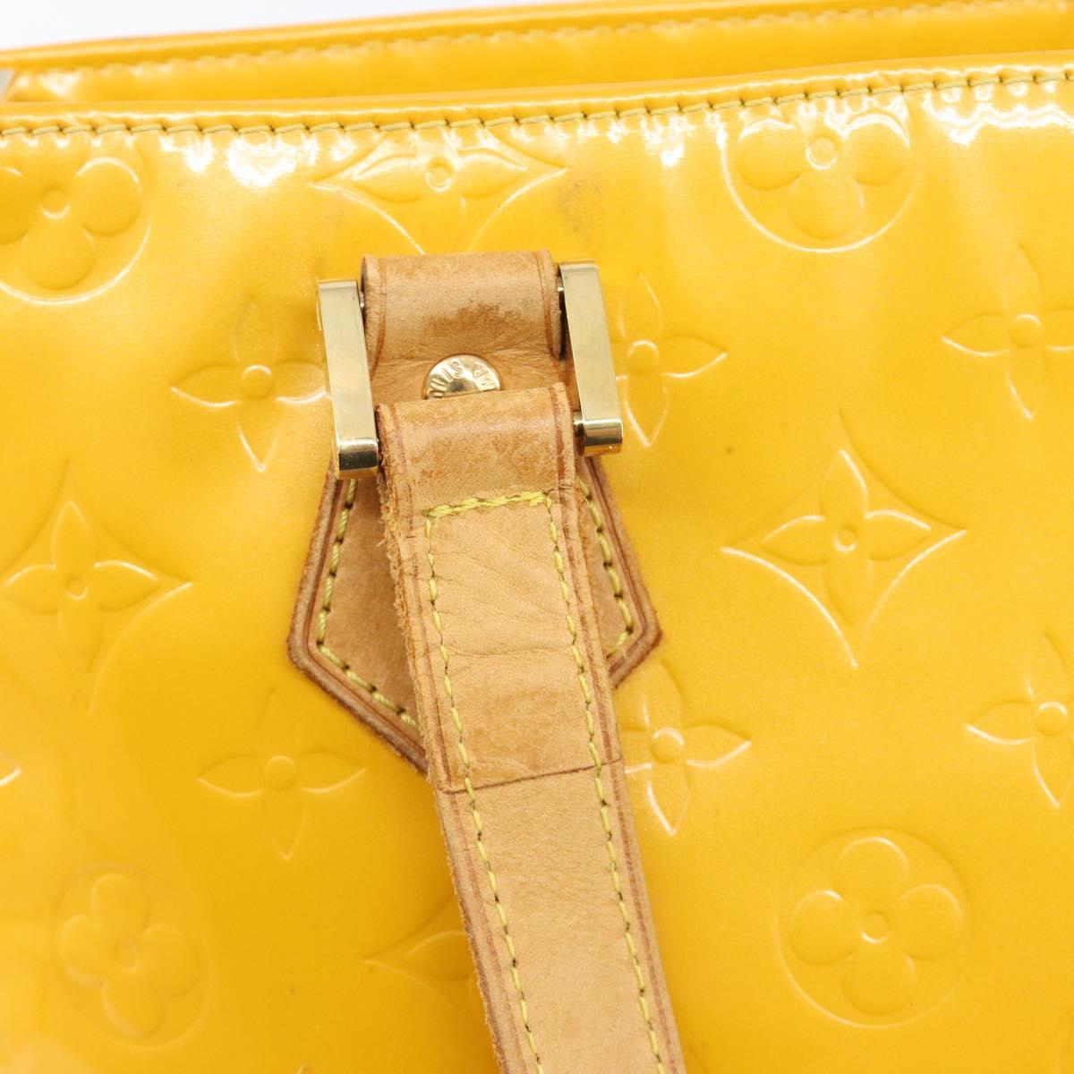 LOUIS VUITTON Monogram Vernis Houston Hand Bag Jaune M91121 LV Auth gh2355