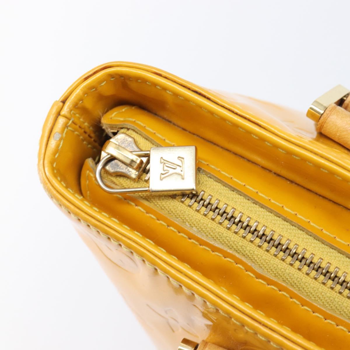LOUIS VUITTON Monogram Vernis Houston Hand Bag Jaune M91121 LV Auth gh2355