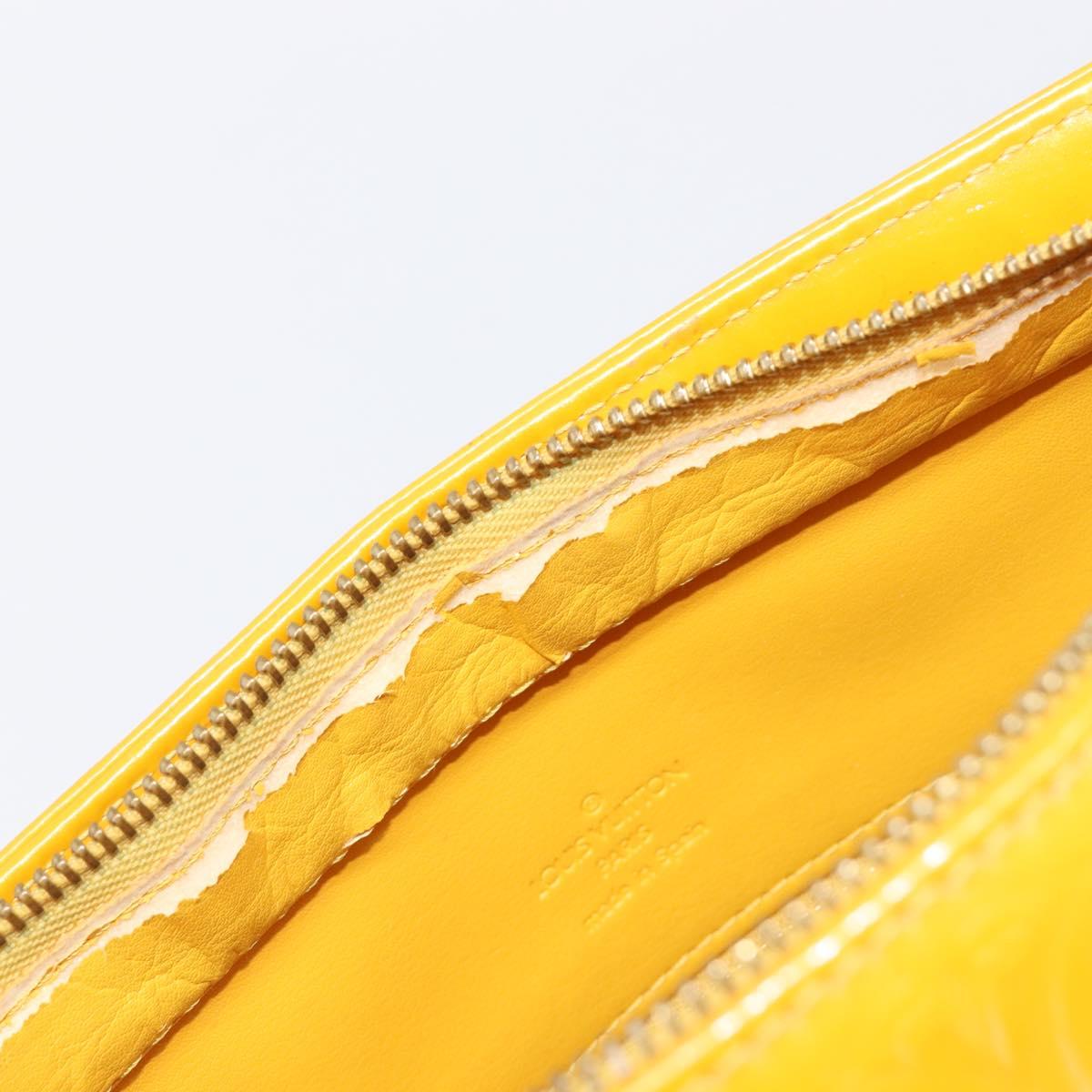 LOUIS VUITTON Monogram Vernis Houston Hand Bag Jaune M91121 LV Auth gh2355