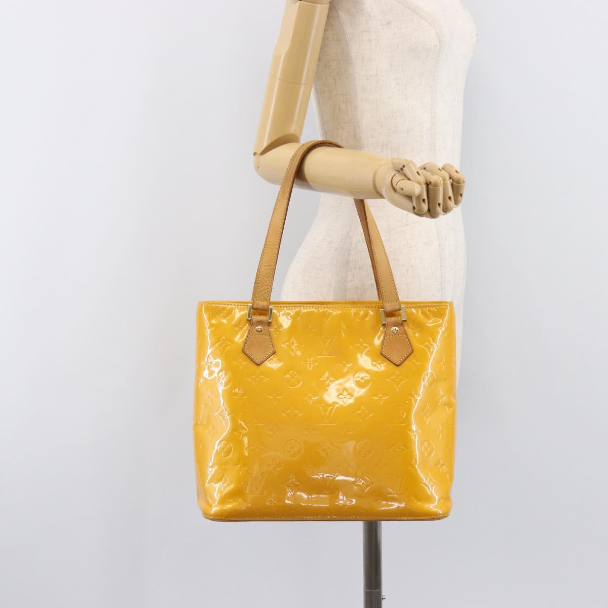 LOUIS VUITTON Monogram Vernis Houston Hand Bag Jaune M91121 LV Auth gh2355