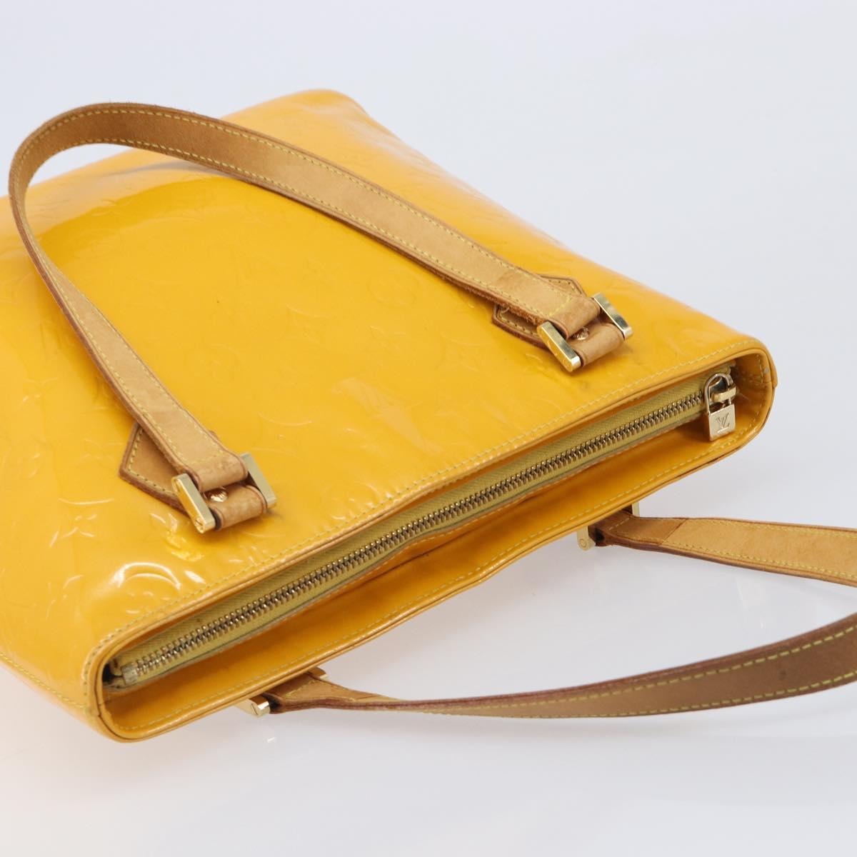 LOUIS VUITTON Monogram Vernis Houston Hand Bag Jaune M91121 LV Auth gh2355