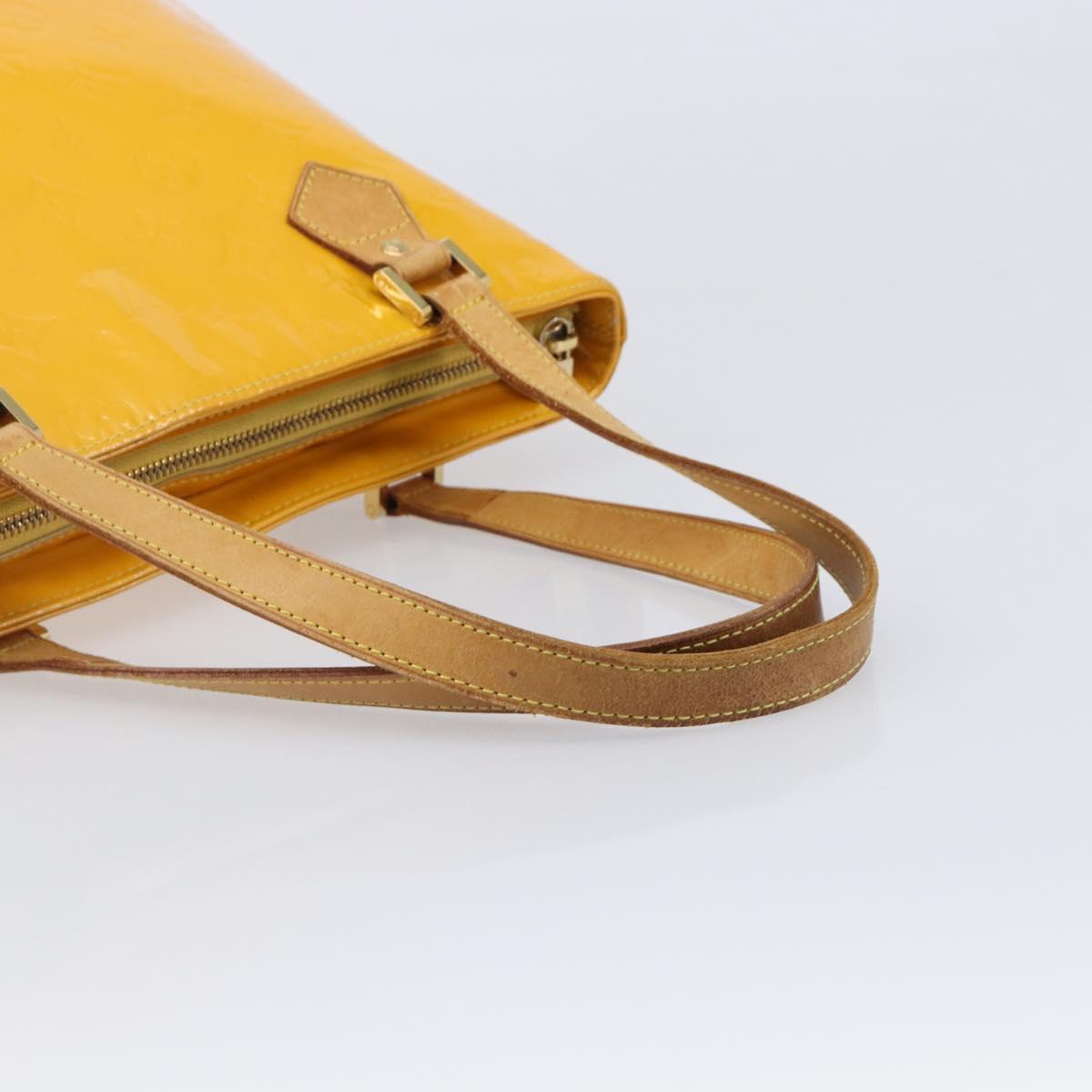 LOUIS VUITTON Monogram Vernis Houston Hand Bag Jaune M91121 LV Auth gh2355