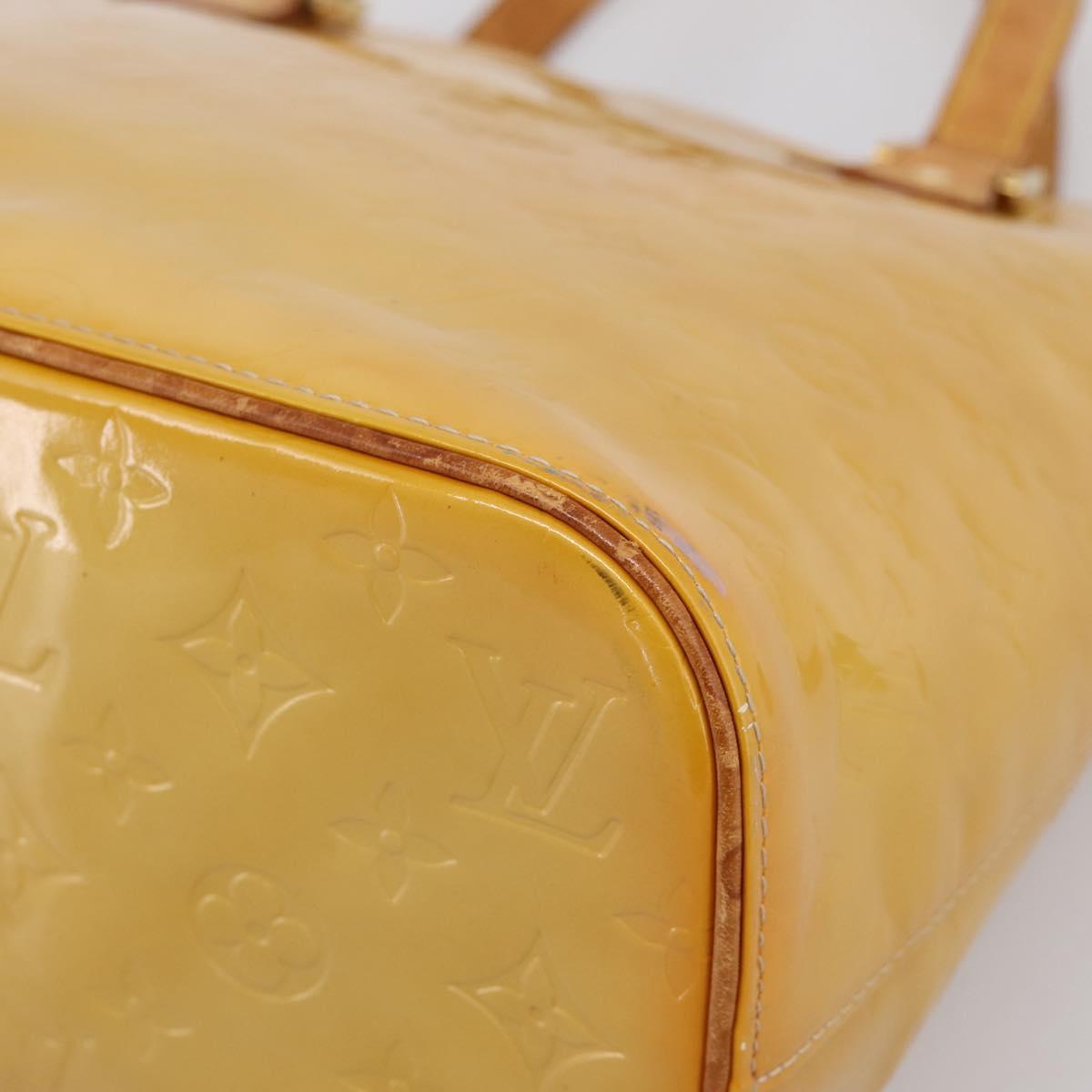 LOUIS VUITTON Monogram Vernis Houston Hand Bag Beige M91004 LV Auth gh2356