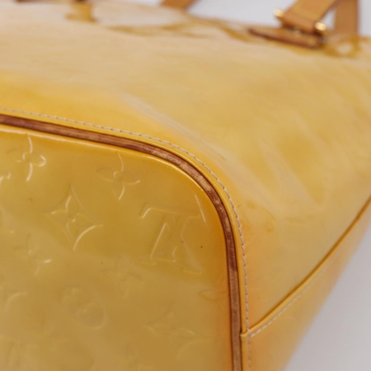 LOUIS VUITTON Monogram Vernis Houston Hand Bag Beige M91004 LV Auth gh2356