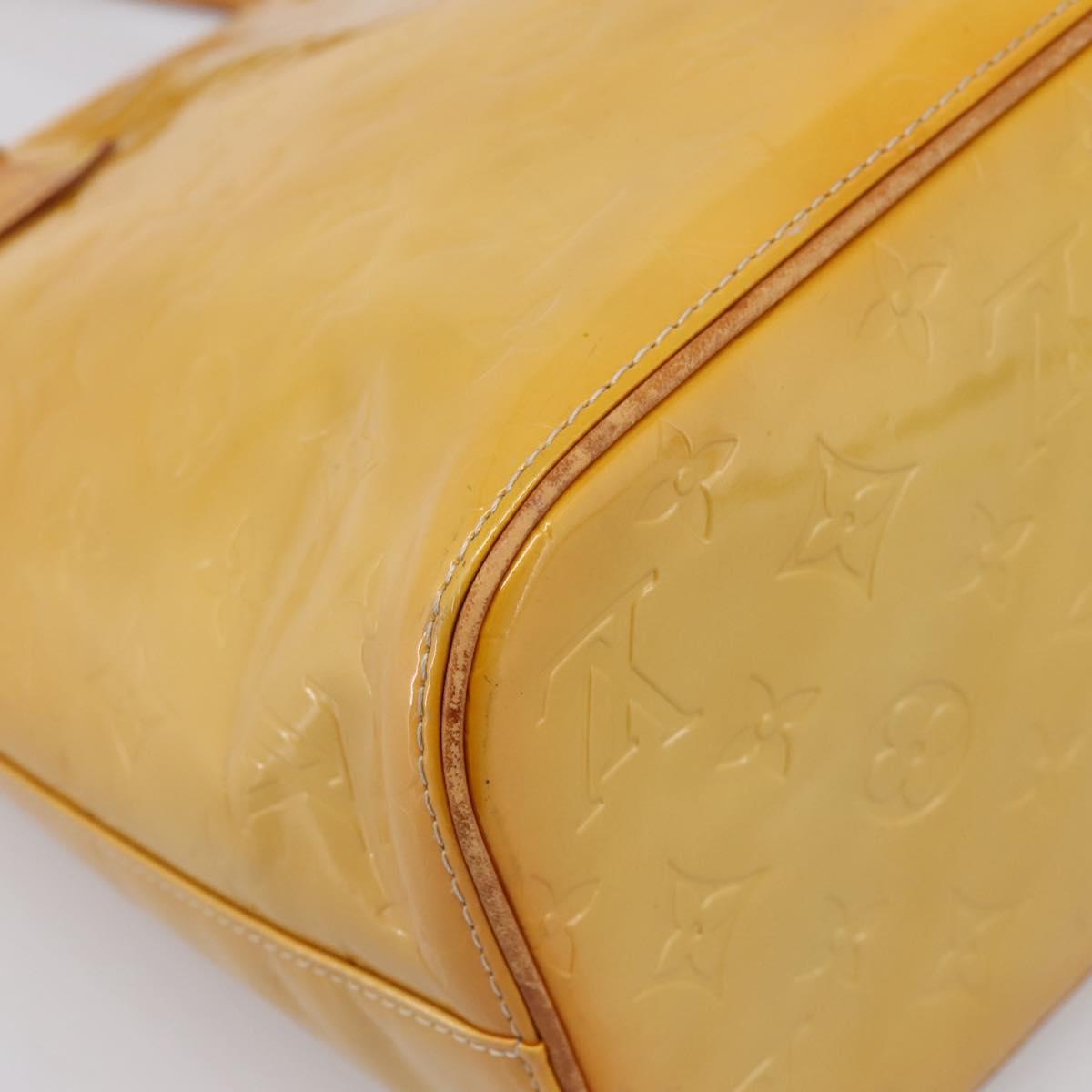 LOUIS VUITTON Monogram Vernis Houston Hand Bag Beige M91004 LV Auth gh2356