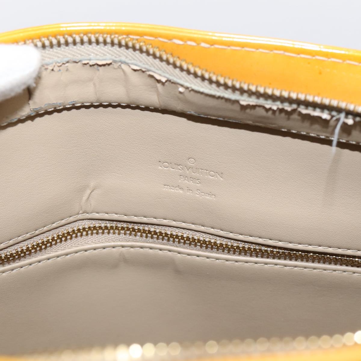 LOUIS VUITTON Monogram Vernis Houston Hand Bag Beige M91004 LV Auth gh2356