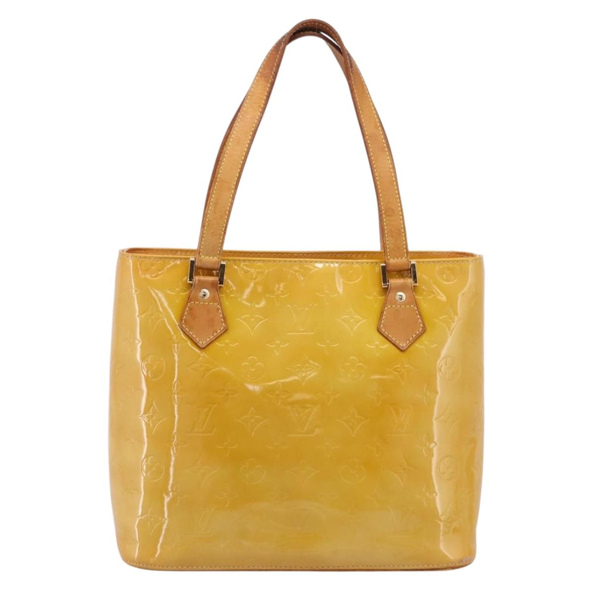 LOUIS VUITTON Monogram Vernis Houston Hand Bag Beige M91004 LV Auth gh2356