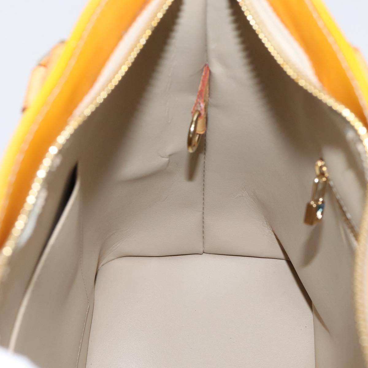 LOUIS VUITTON Monogram Vernis Houston Hand Bag Beige M91004 LV Auth gh2356