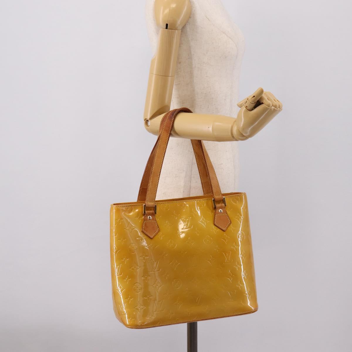 LOUIS VUITTON Monogram Vernis Houston Hand Bag Beige M91004 LV Auth gh2356