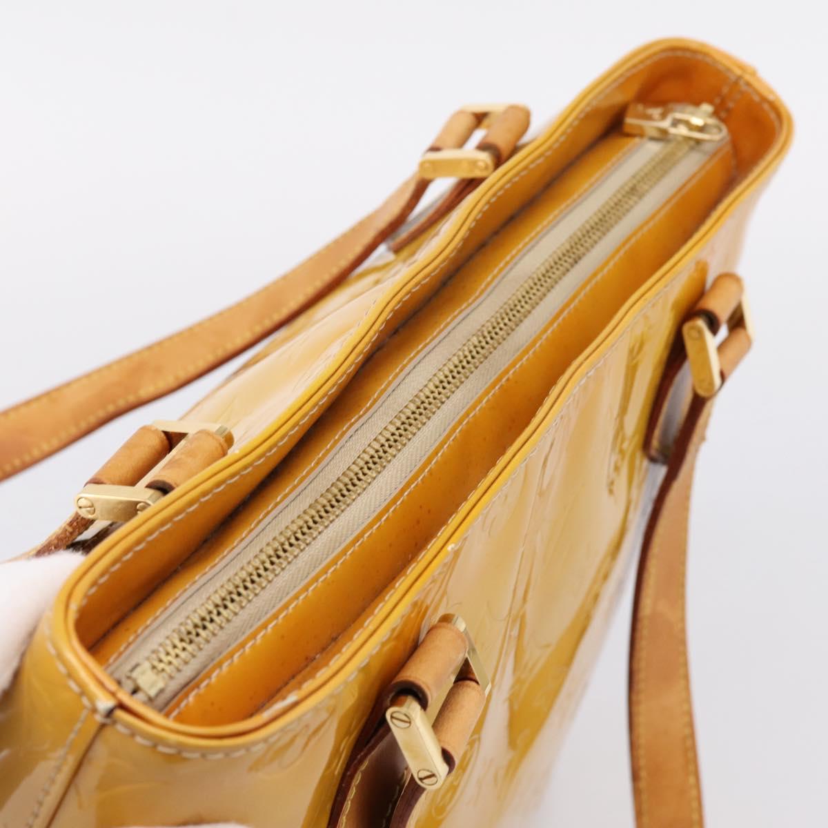 LOUIS VUITTON Monogram Vernis Houston Hand Bag Beige M91004 LV Auth gh2356