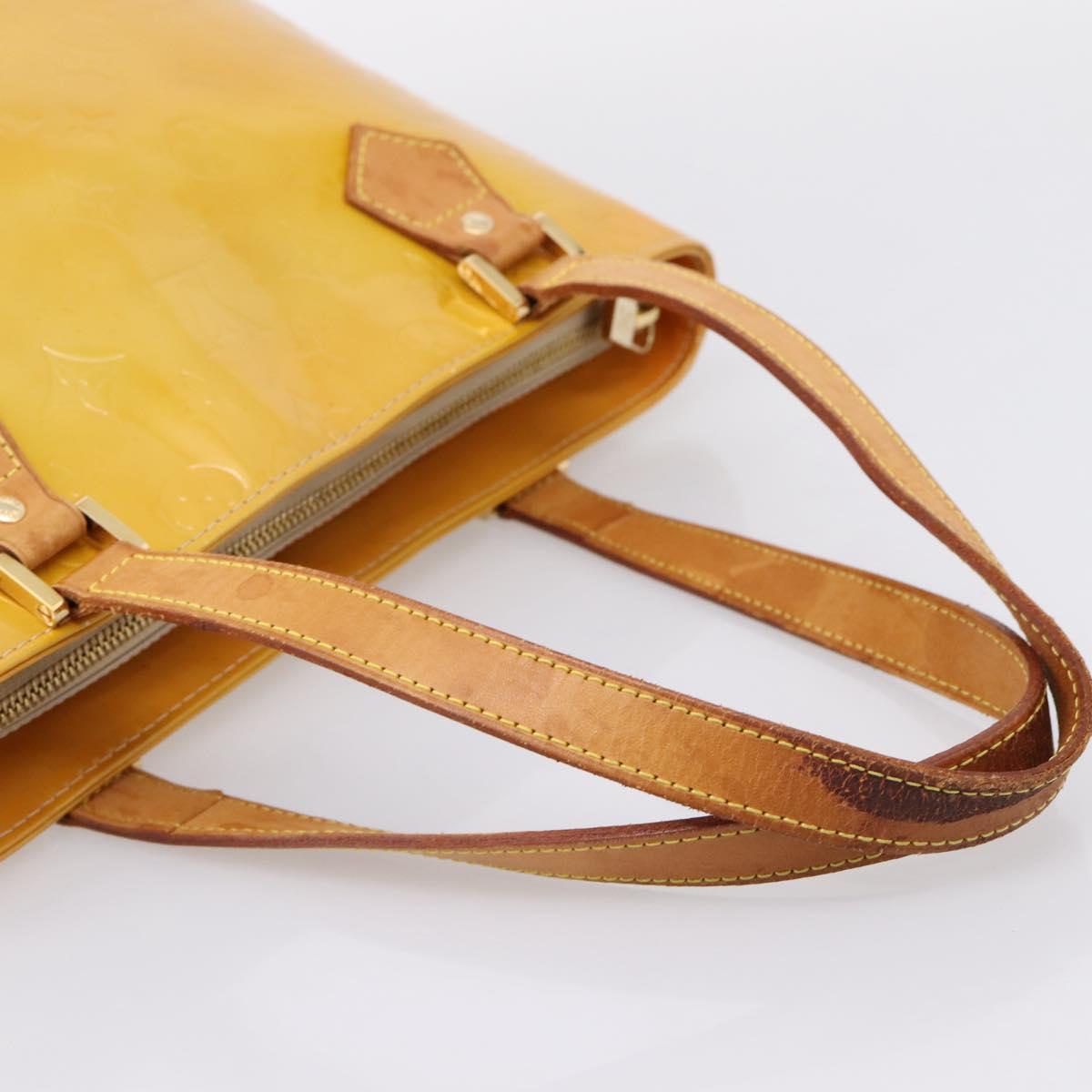 LOUIS VUITTON Monogram Vernis Houston Hand Bag Beige M91004 LV Auth gh2356