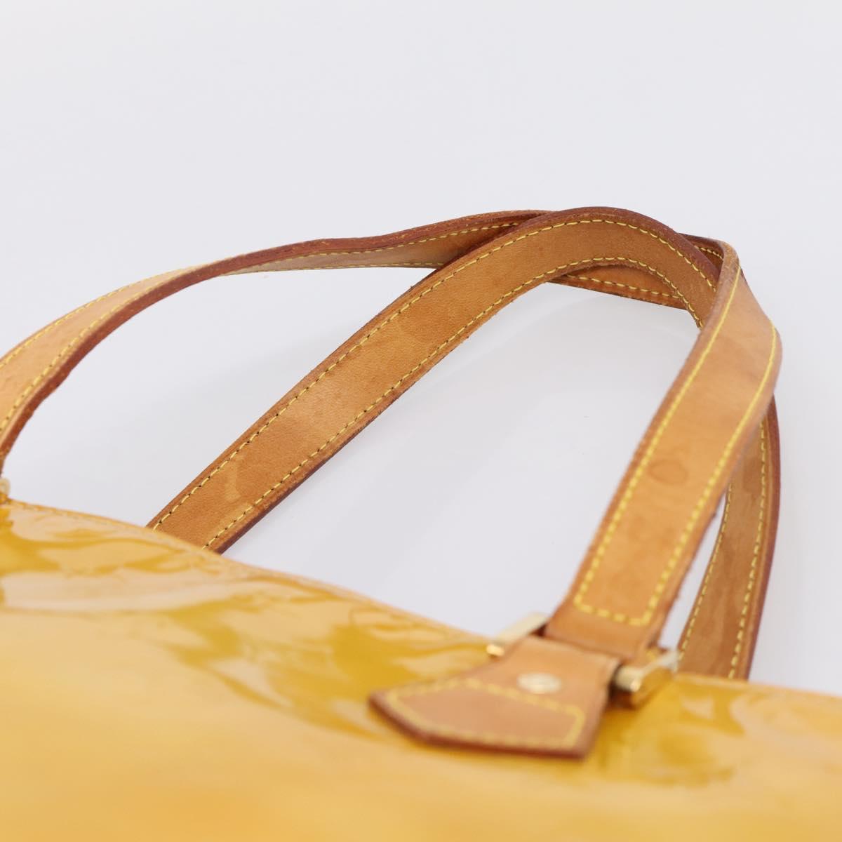 LOUIS VUITTON Monogram Vernis Houston Hand Bag Beige M91004 LV Auth gh2356