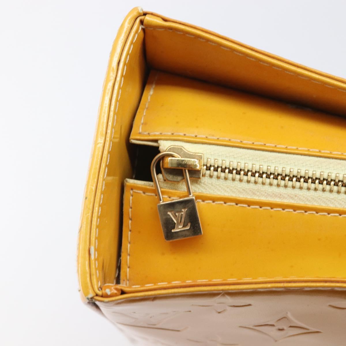 LOUIS VUITTON Monogram Vernis Columbus Tote Bag Lime Yellow M91047 Auth gh2358
