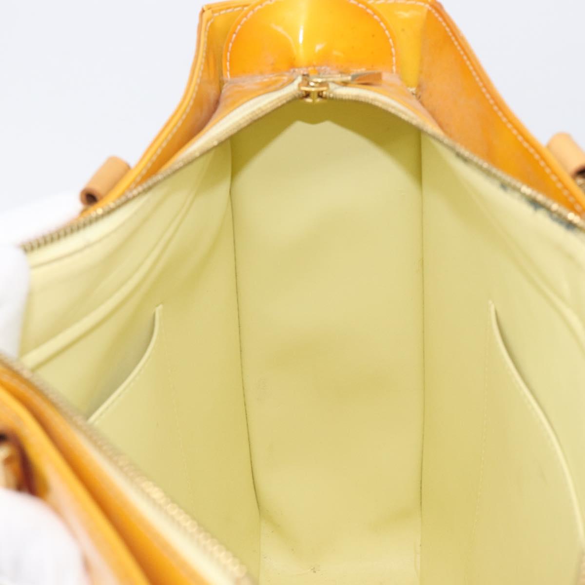 LOUIS VUITTON Monogram Vernis Columbus Tote Bag Lime Yellow M91047 Auth gh2358