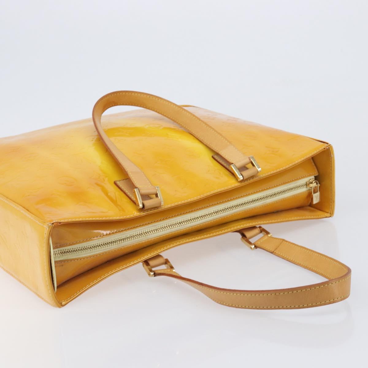 LOUIS VUITTON Monogram Vernis Columbus Tote Bag Lime Yellow M91047 Auth gh2358