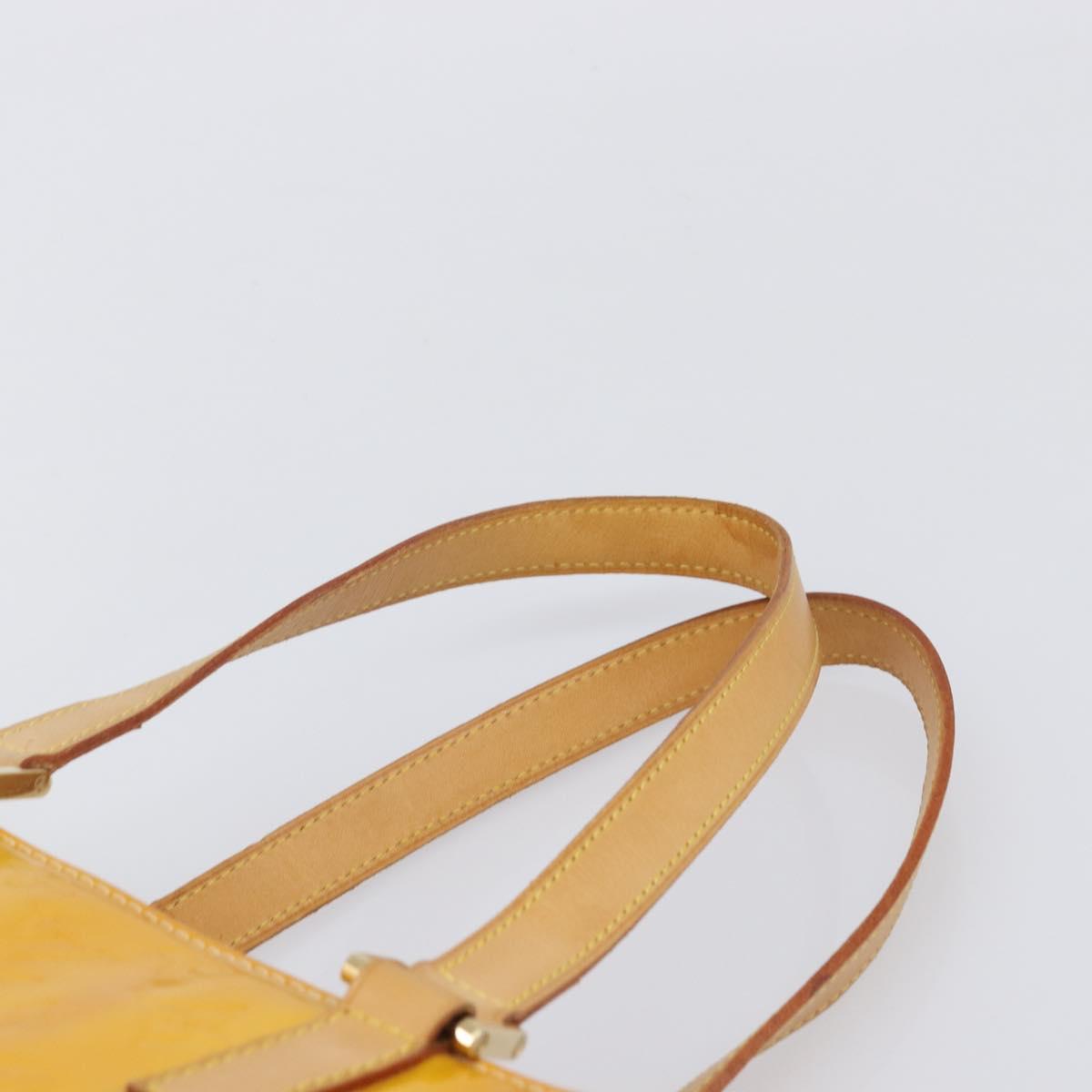 LOUIS VUITTON Monogram Vernis Columbus Tote Bag Lime Yellow M91047 Auth gh2358