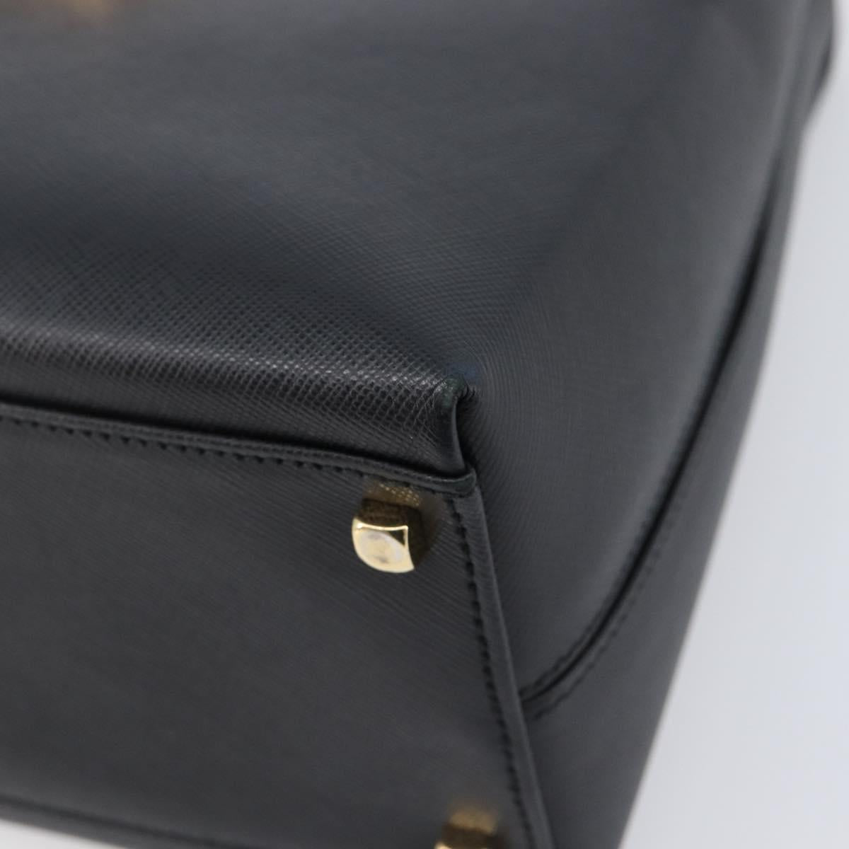Salvatore Ferragamo Gancini Hand Bag Leather Black Gold Tone Auth gh2360