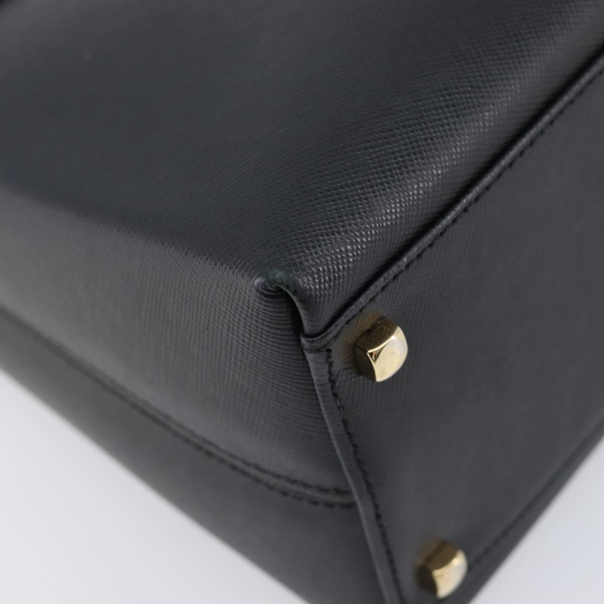 Salvatore Ferragamo Gancini Hand Bag Leather Black Gold Tone Auth gh2360