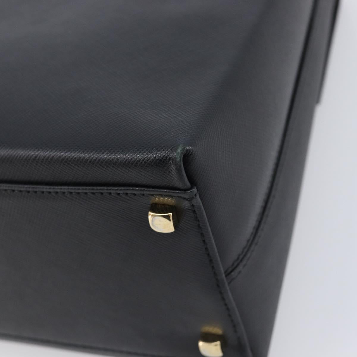 Salvatore Ferragamo Gancini Hand Bag Leather Black Gold Tone Auth gh2360