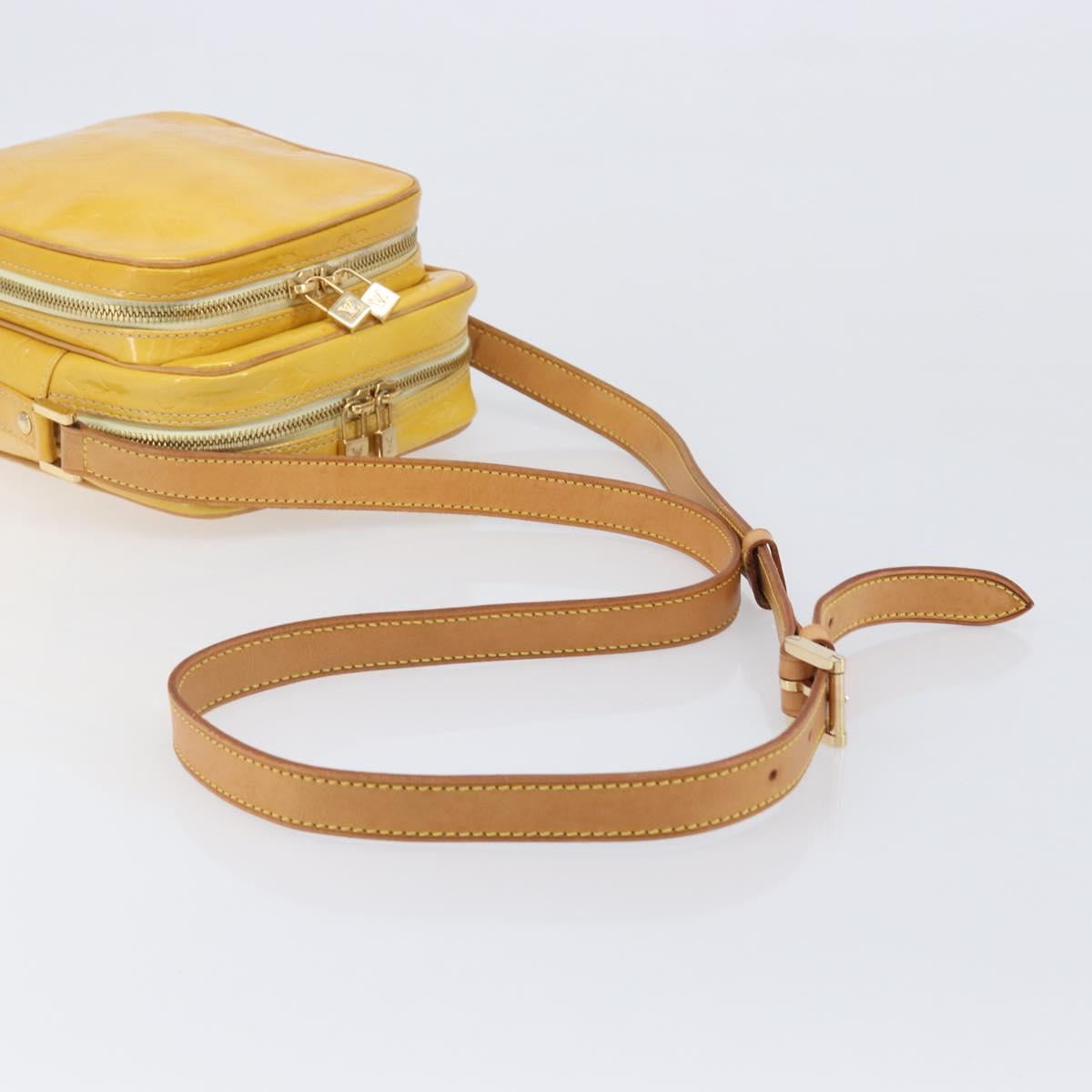LOUIS VUITTON Monogram Vernis Wooster Bag Lime Yellow M91075 LV Auth gh2361A