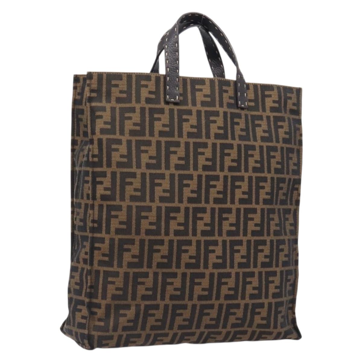 FENDI Zucca Canvas Hand Bag Black 8BH173 Auth gh2369