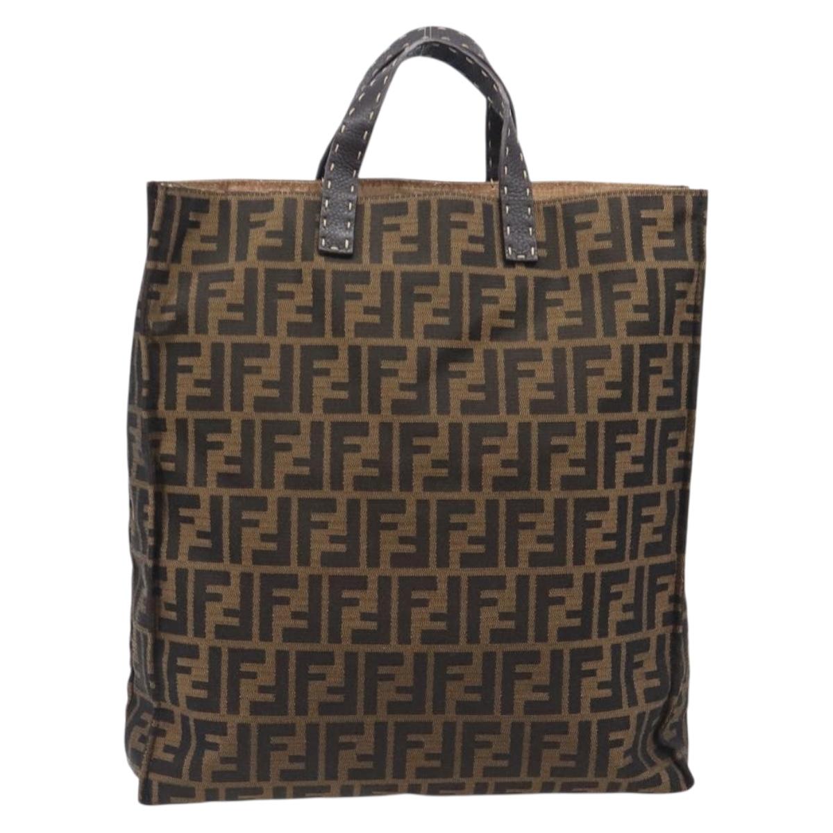 FENDI Zucca Canvas Hand Bag Black 8BH173 Auth gh2369