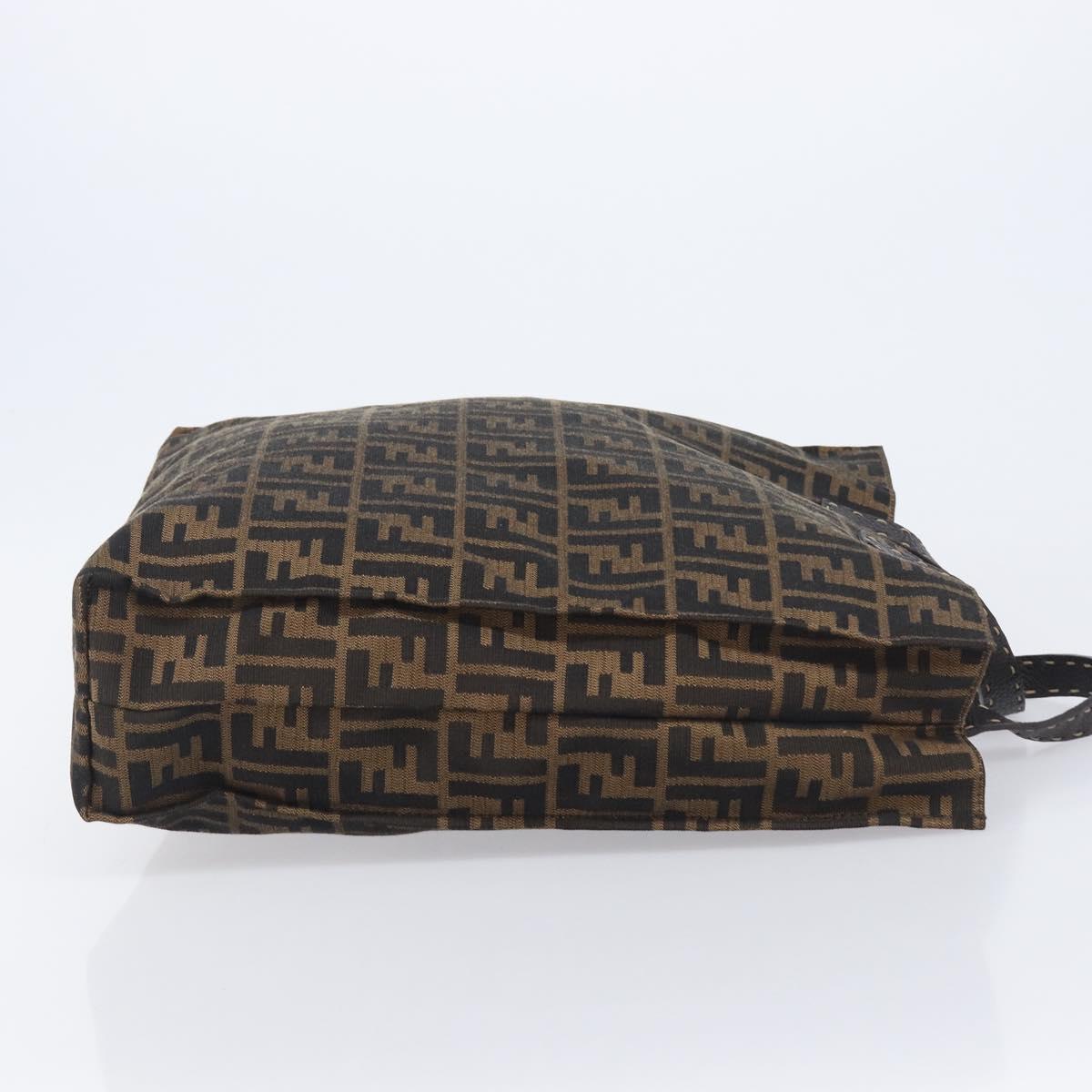 FENDI Zucca Canvas Hand Bag Black 8BH173 Auth gh2369
