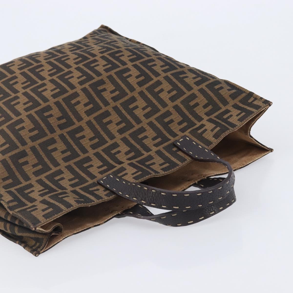 FENDI Zucca Canvas Hand Bag Black 8BH173 Auth gh2369