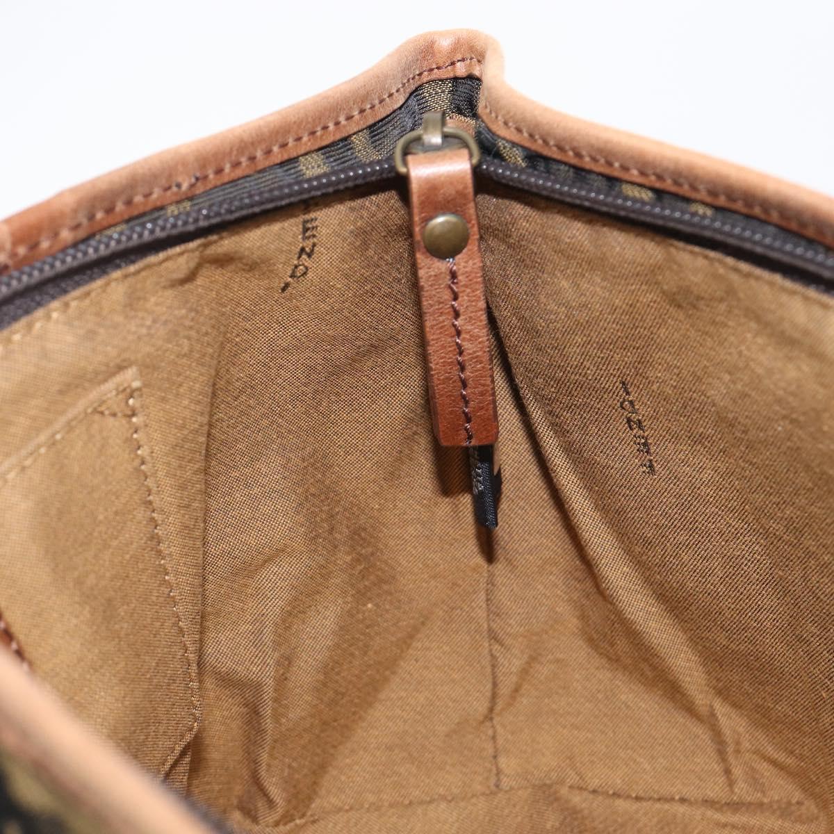 FENDI Zucca Canvas Hand Bag Black Gold Tone 7VA165 Auth gh2374