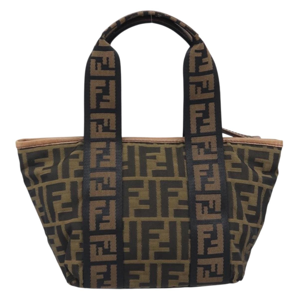 FENDI Zucca Canvas Hand Bag Black Gold Tone 7VA165 Auth gh2374
