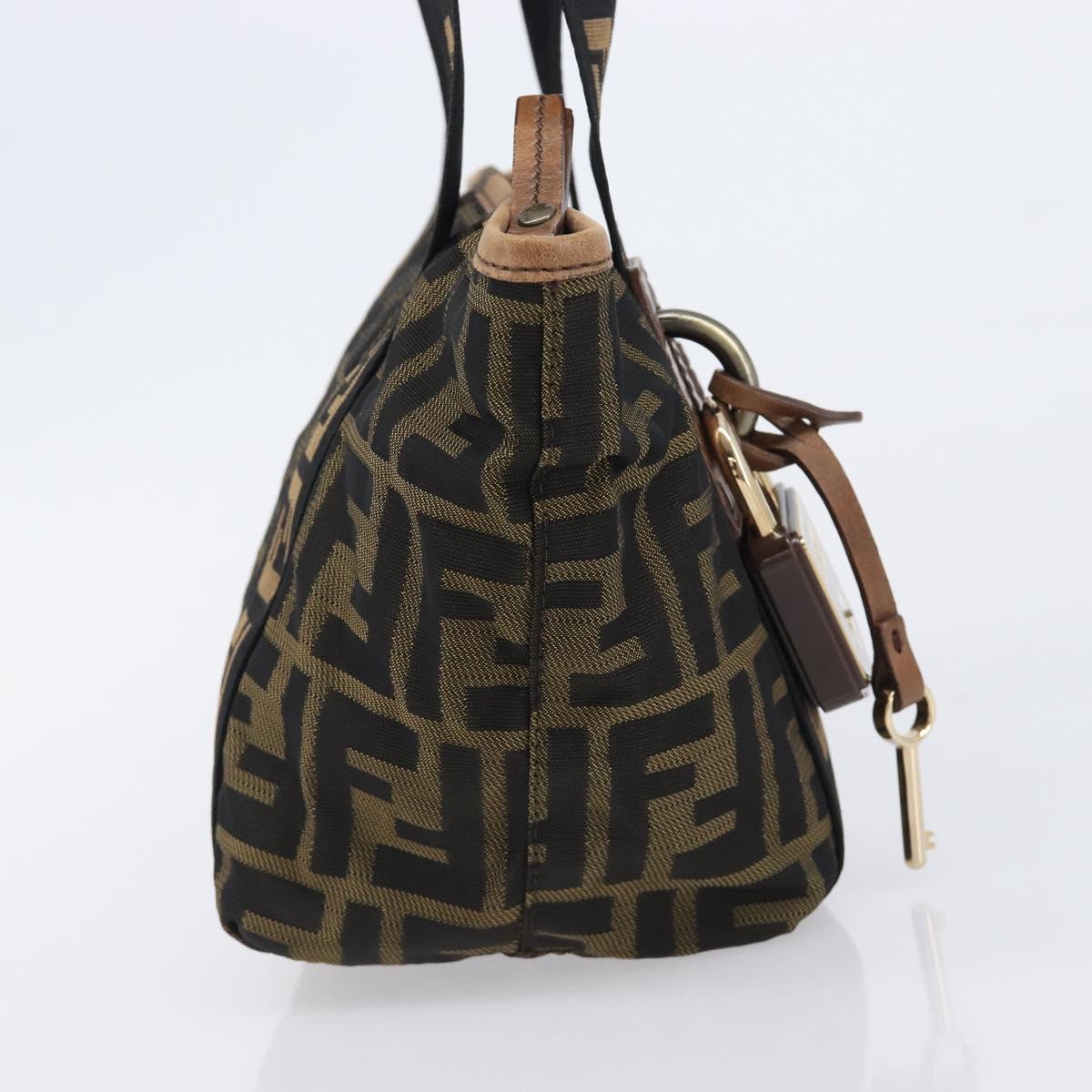 FENDI Zucca Canvas Hand Bag Black Gold Tone 7VA165 Auth gh2374