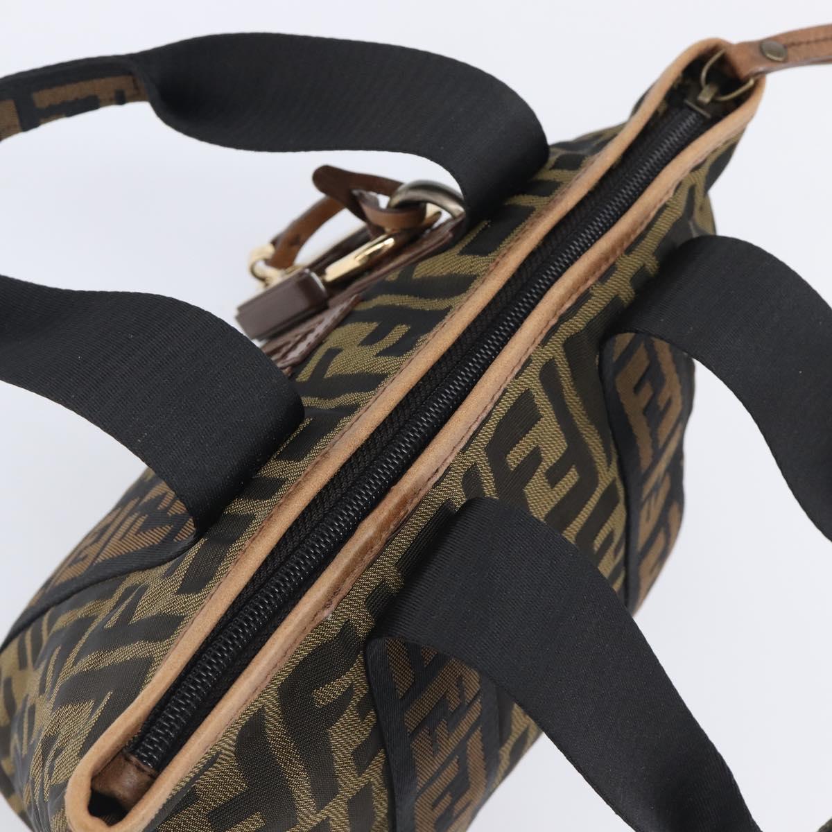 FENDI Zucca Canvas Hand Bag Black Gold Tone 7VA165 Auth gh2374