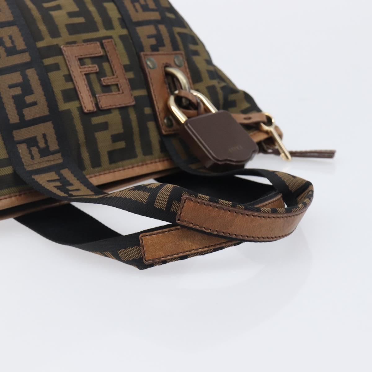 FENDI Zucca Canvas Hand Bag Black Gold Tone 7VA165 Auth gh2374